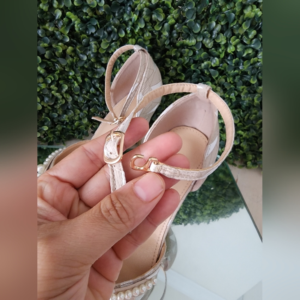 Geometric Pattern Ankle Strap Heel - image 2